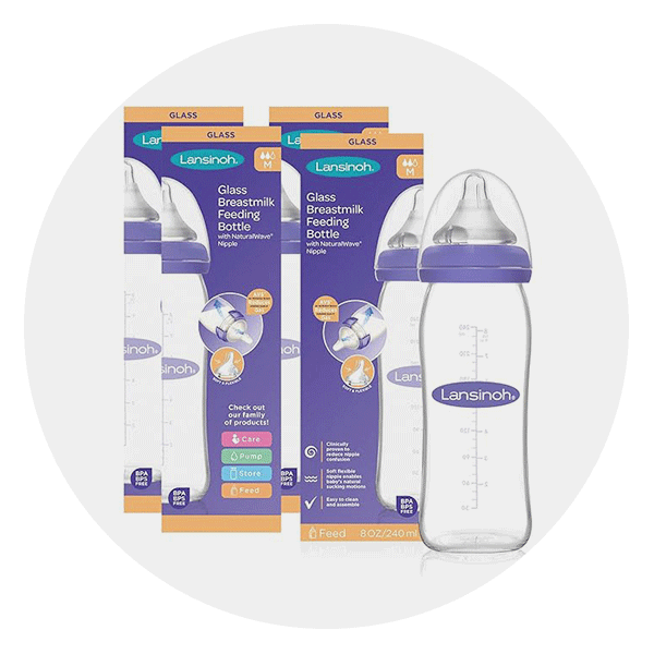 Image of Lansinoh Glass Baby Bottles for Breastfeeding Babies