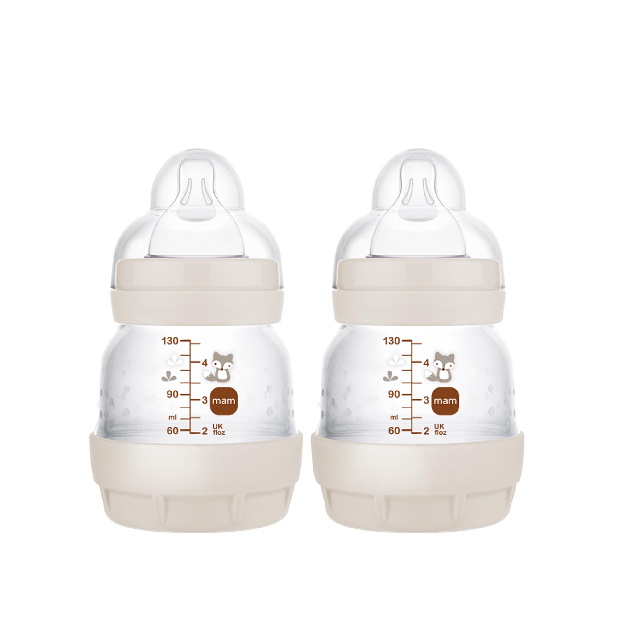 Image of MAM Easy Start Anti-Colic Baby Bottles, Extra Slow Flow, Breastfeeding-Like Silicone Nipple Bottle, Reduces Colic, Gas, & Reflux, Easy-to-Clean, BPA-Free, Vented Baby Bottles for Newborns, 0-3 Months 4.5oz 2 Count (Pack of 1) Cotton