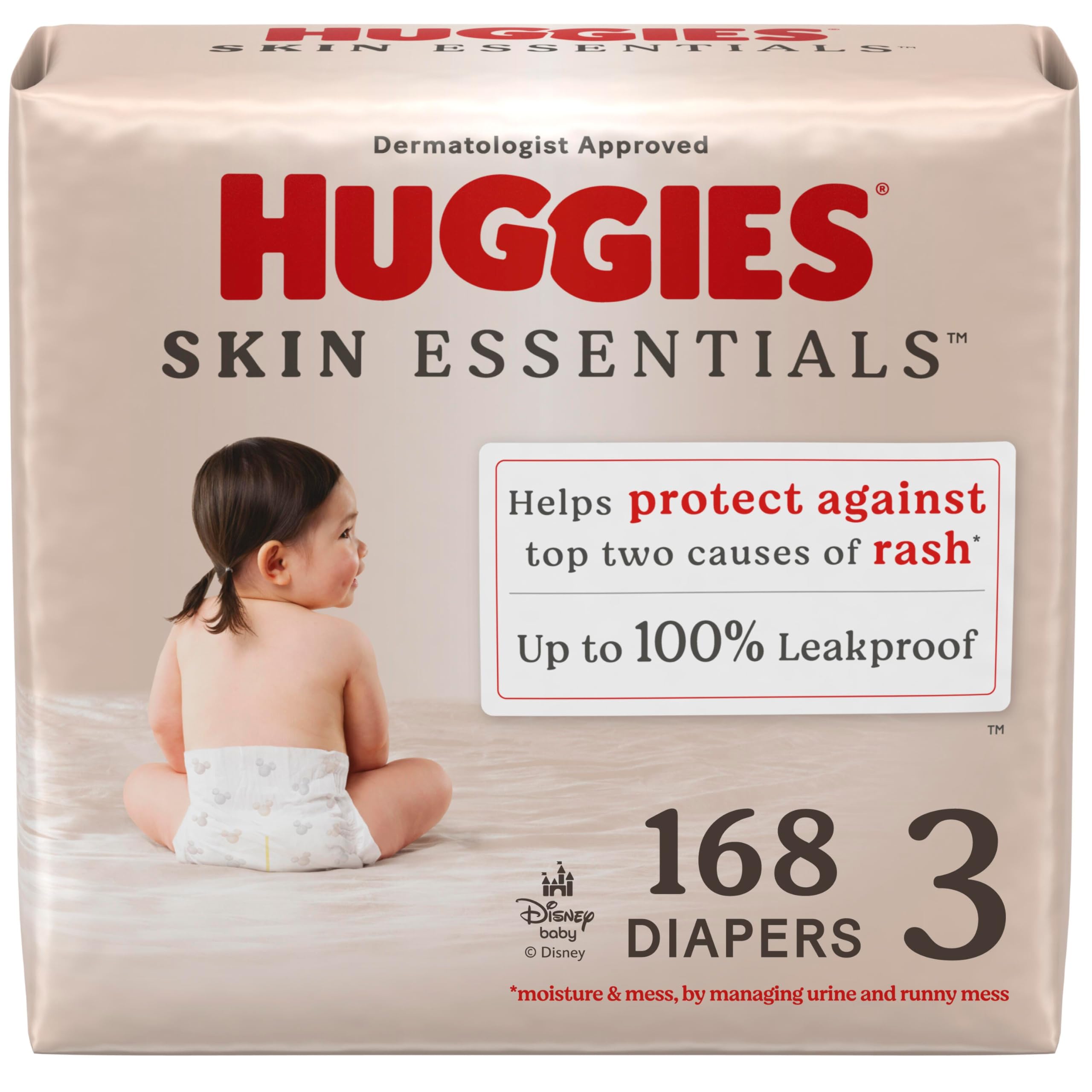Image of Huggies Size 3 Diapers, Skin Essentials Baby Diapers, Size 3 (16-28 lbs), 168 Count (3 Packs of 56), Packaging May Vary Size 3 168